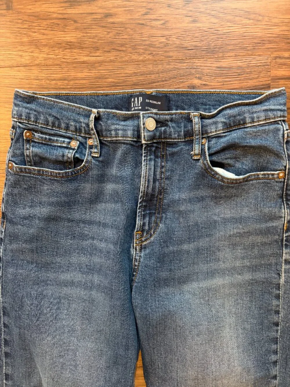 GAP blue jeans 29 straight leg high waist - Picture 4 of 10